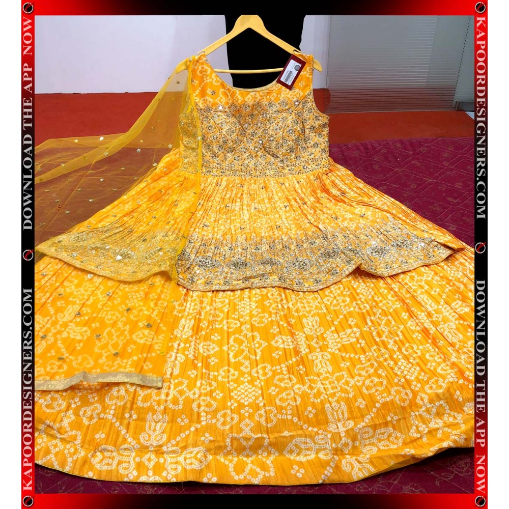 Asra Yellow Net Embellished Cold Shoulder Gown - Shop Online