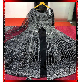 10052-HEAVY SHERWANI BLACK ( VIDEO LINK AVAILABLE IN DESCRIPTION )