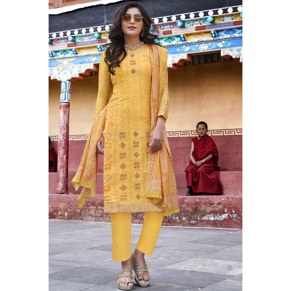 Yellow And Green Color Cotton Salwar Suit Dress Materials For Ladies at  Best Price in Nizamabad | Jannat Collection
