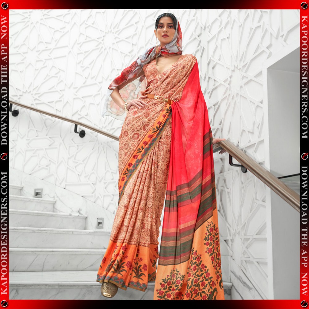 Gajari Colour Poly Silk Weaving Printed Work Party Wear Saree at Rs 1760 |  Rangavdhut | Surat | ID: 16250918962
