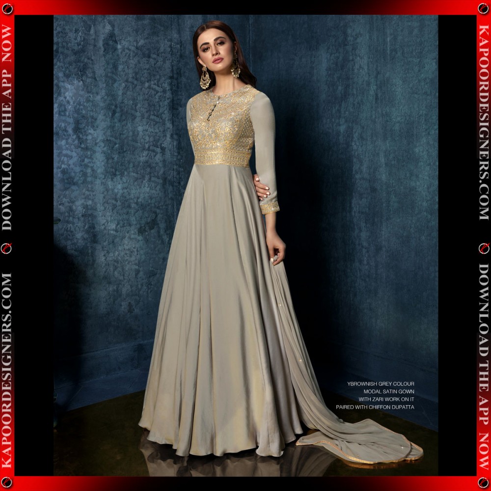 SKS-BREEZE-3093 GRAY ( SATIN GOWN )