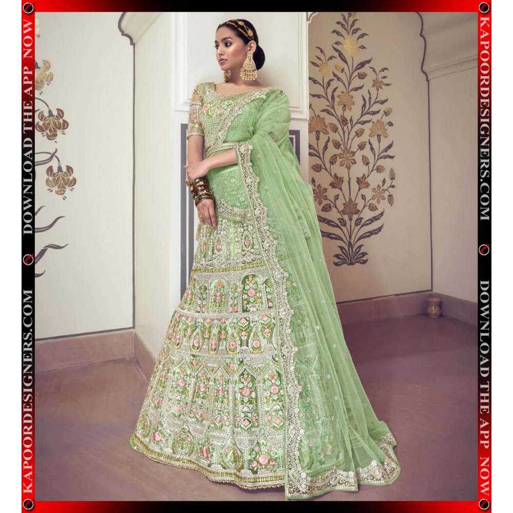 Buy green color heavy designer lehenga choli – Joshindia