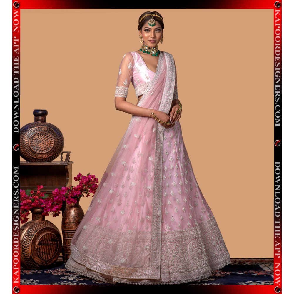 RE - Baby Pink Coloured Sequence Embroidery Work Designer Lehenga Choli -  Featured Product